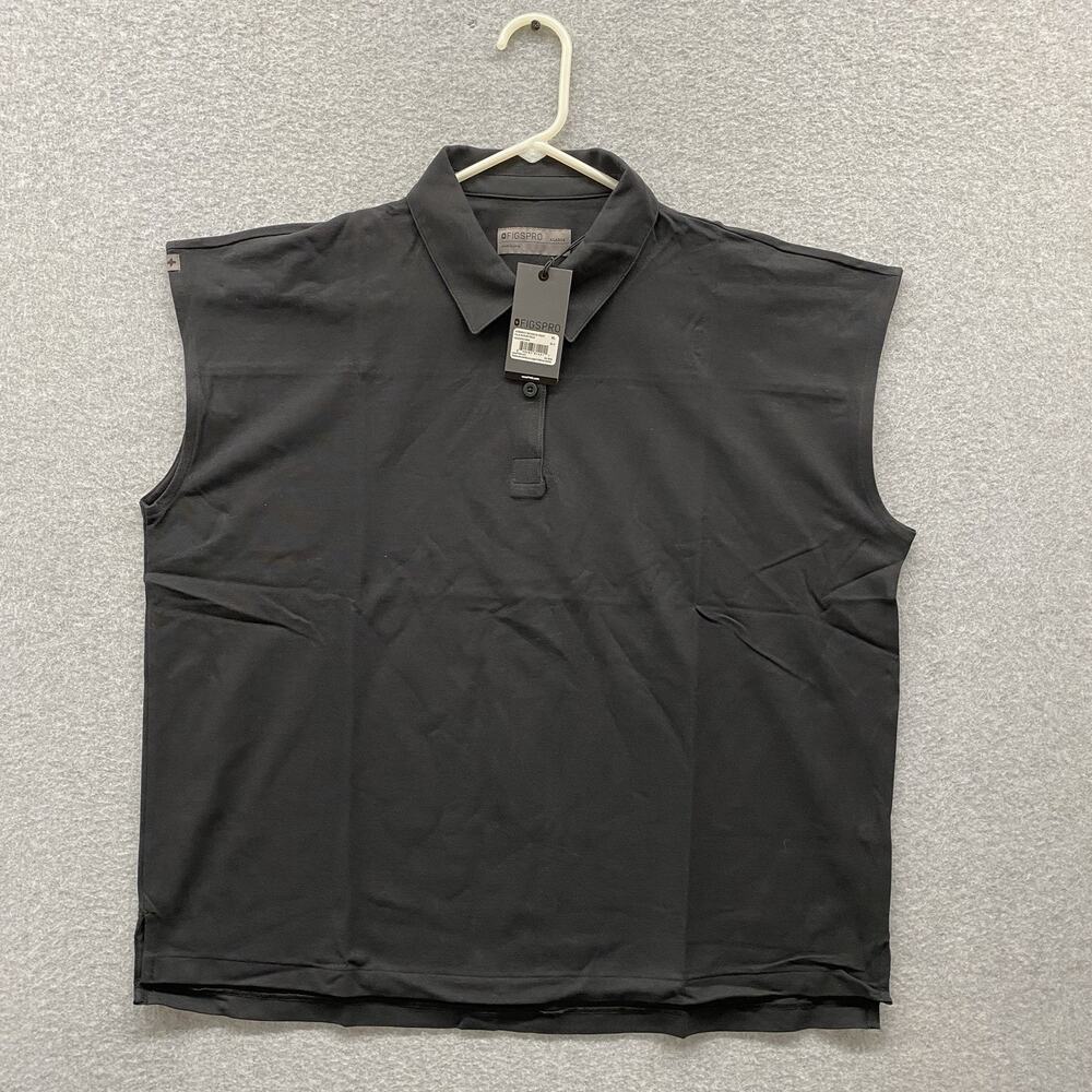 FIGS PRO Ella Scrub Polo Women’s XL Black Technical Pique Pima Cotton NWT